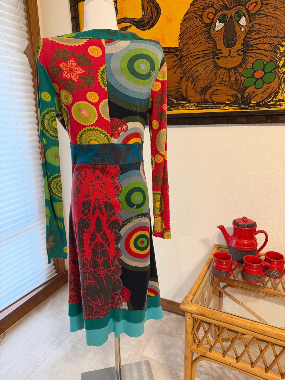 Vintage Y2K Desigual Patchwork Cotton Jersey Long Sleeve Dress – Size M - Picture 6 of 8